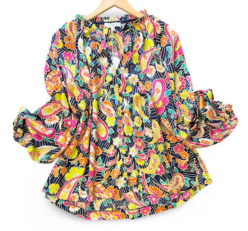 "Tabby" Paisley Blouse, Plus - The Katie Grace Boutique