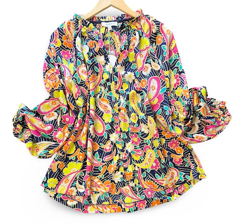"Tabby" Paisley Blouse, Plus - The Katie Grace Boutique