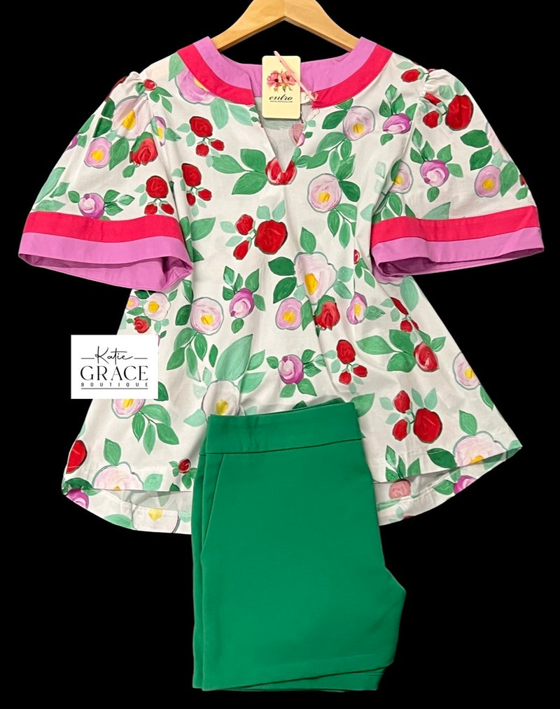 "Elodie" Floral Shirt - The Katie Grace Boutique