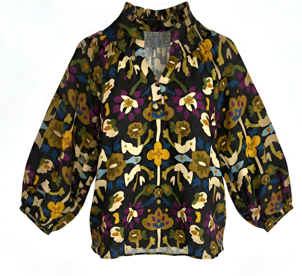 "Ashley" Floral 3/4 Blouse - The Katie Grace Boutique