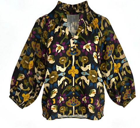 "Ashley" Floral 3/4 Blouse - The Katie Grace Boutique
