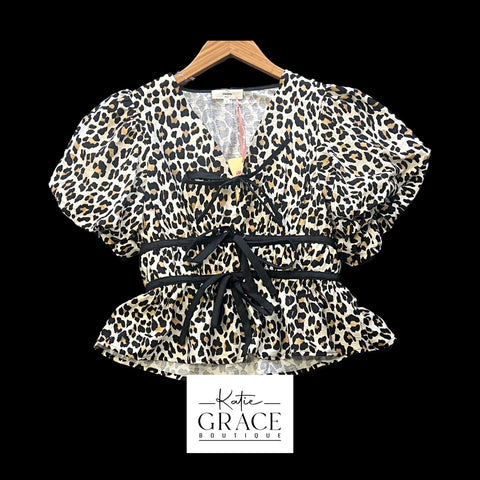 "Brittany" Leopard Blouse - The Katie Grace Boutique