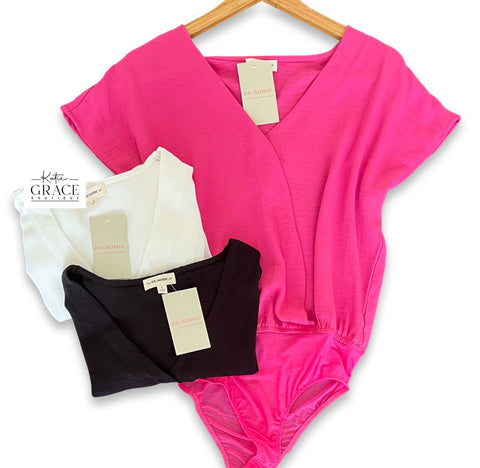 "Leena" Surplice Blouse Bodysuit - The Katie Grace Boutique