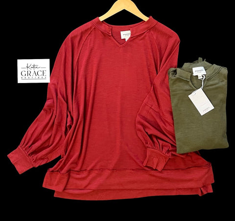 "Megan" Oversized Top, 3 colors - The Katie Grace Boutique