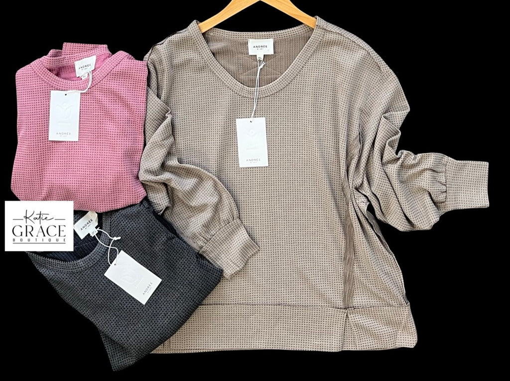 "Bailey" Long Sleeve Top, 3 colors - The Katie Grace Boutique