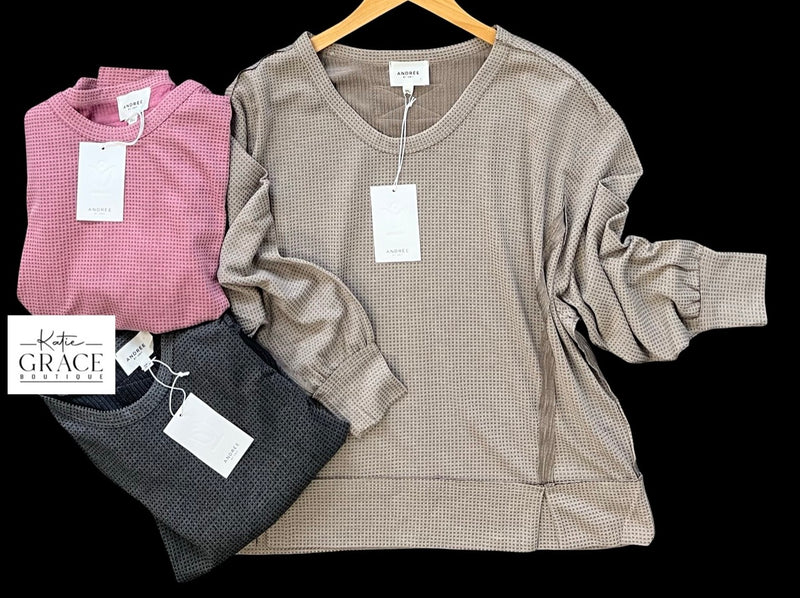 "Bailey" Long Sleeve Top, 3 colors - The Katie Grace Boutique