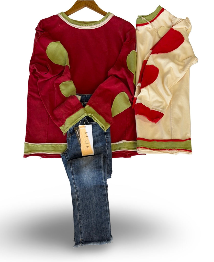 "Rachel" Mineral Washed Top with Applique' Details, 2 colors