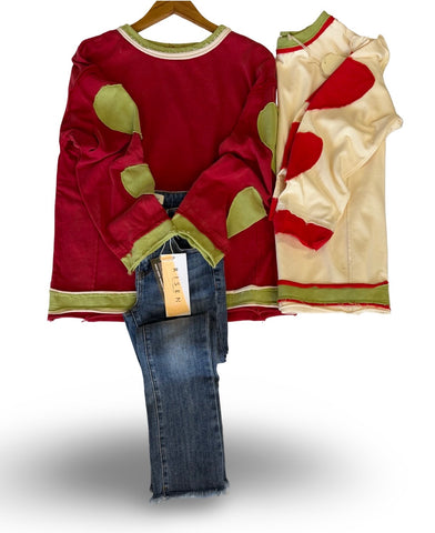 "Rachel" Mineral Washed Top with Applique' Details, 2 colors - The Katie Grace Boutique