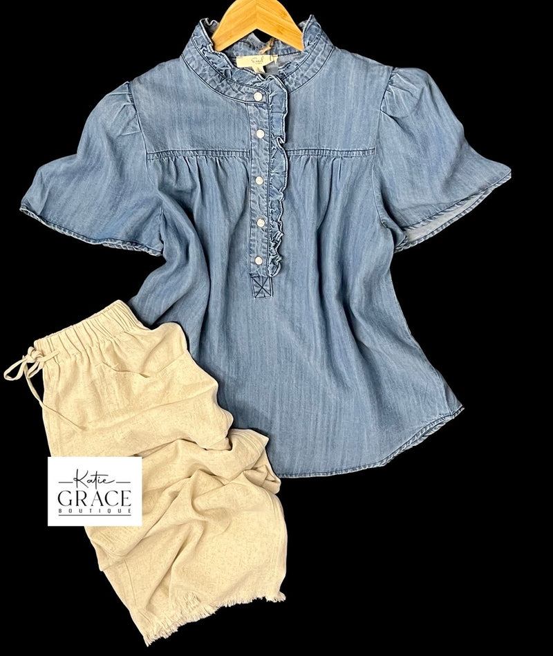 "Nora" Tencel Blouse - The Katie Grace Boutique