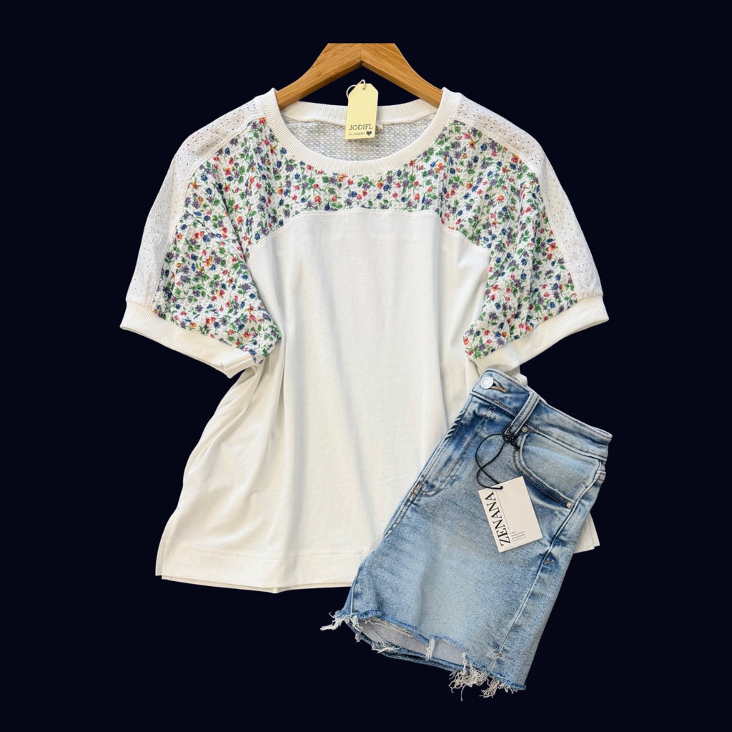 "Cassie" Eyelet Top - The Katie Grace Boutique