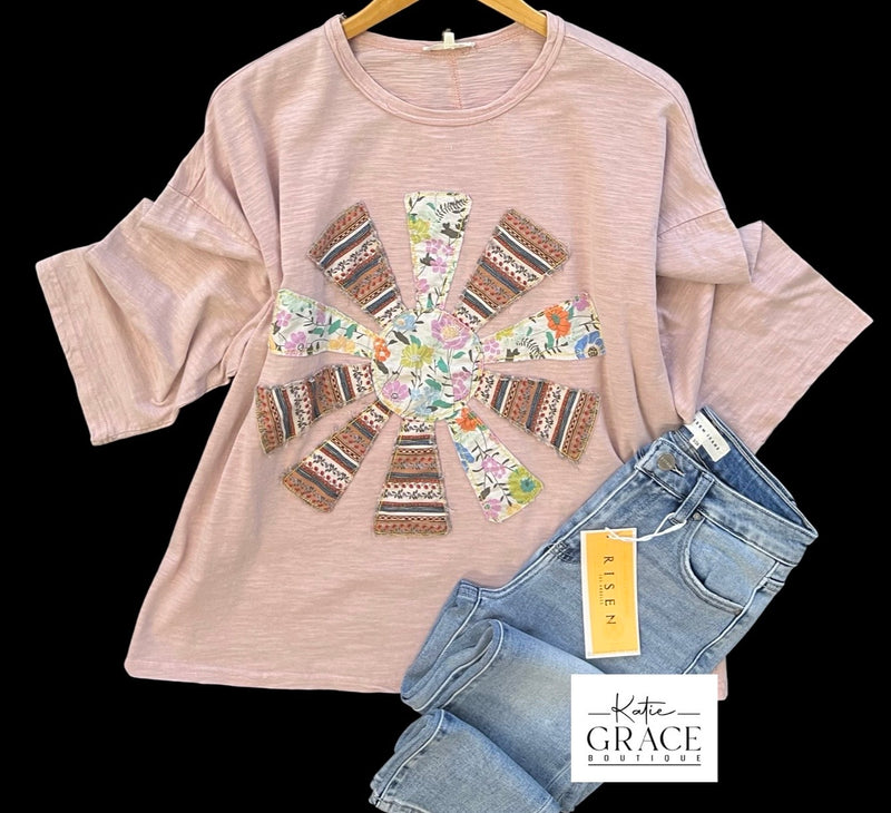 "Tara" Applique' Top - The Katie Grace Boutique