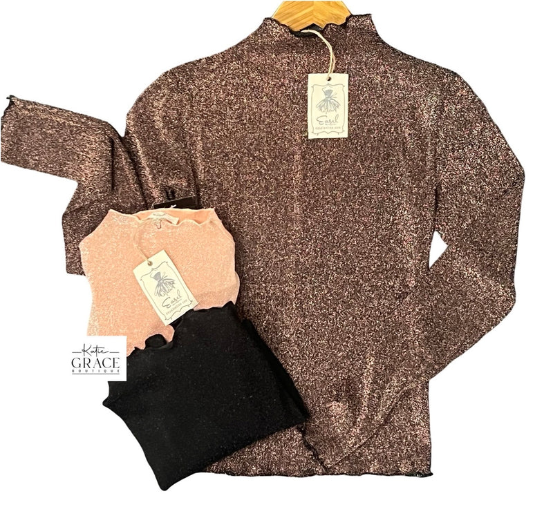 "Avery" Fitted Mock Blouse, 3 colors - The Katie Grace Boutique