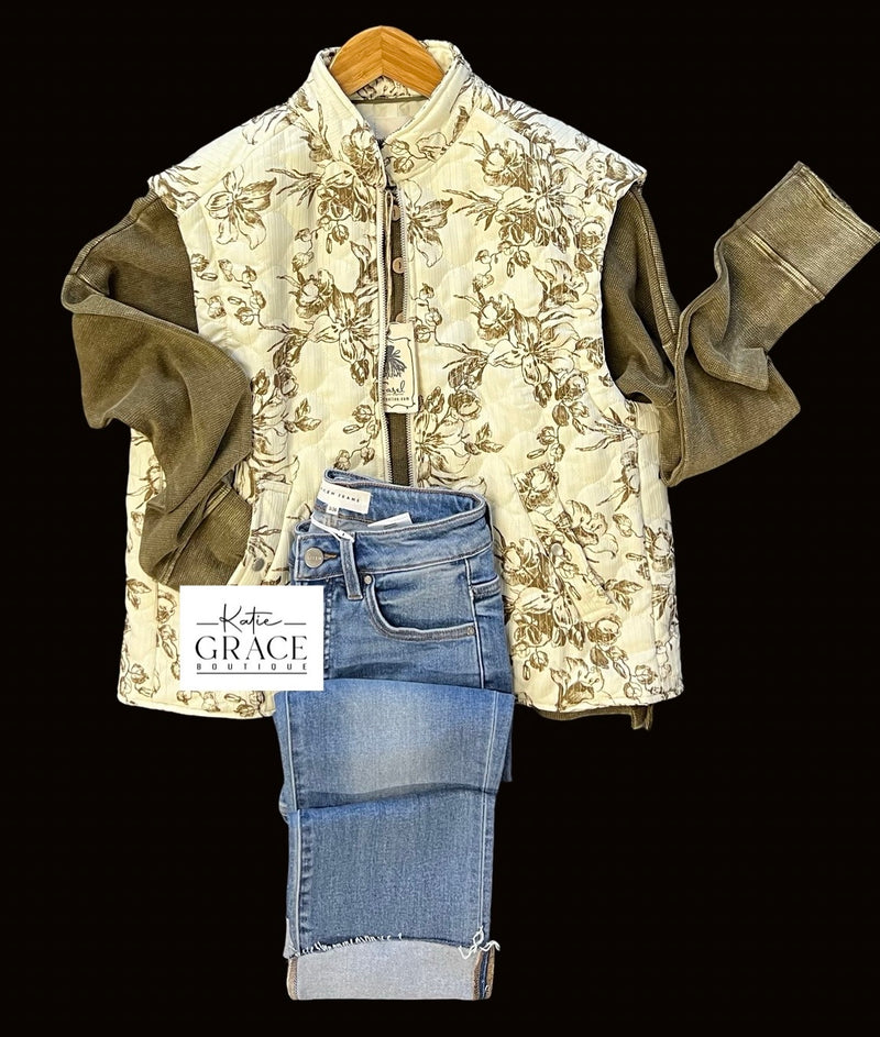 "Nola" Quilted Zip Up Vest - The Katie Grace Boutique