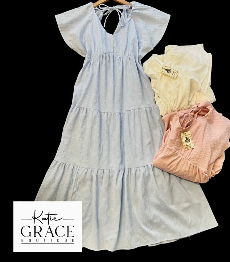 "Tessie" Flutter Sleeve Dress, 3 colors - The Katie Grace Boutique