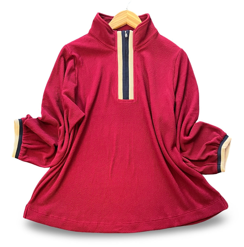 "Rebecca" Curly Ribbed Zip Over, Plus - The Katie Grace Boutique