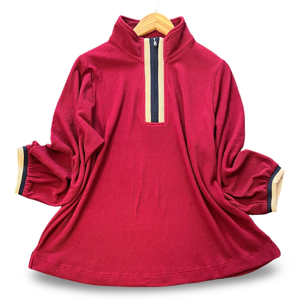 "Rebecca" Curly Ribbed Zip Over, Plus - The Katie Grace Boutique