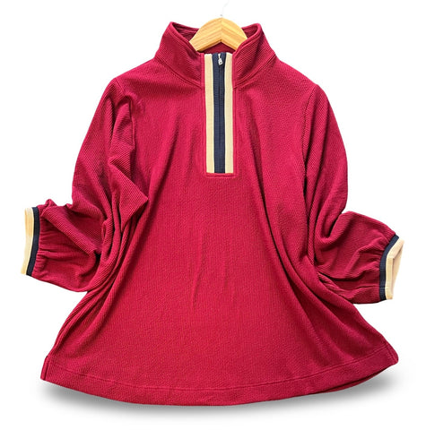 "Rebecca" Curly Ribbed Zip Over, Plus - The Katie Grace Boutique