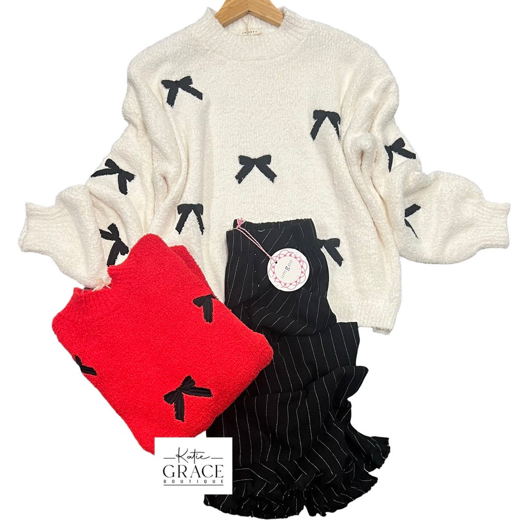 "Maxine" Bow Sweater, 2 colors - The Katie Grace Boutique