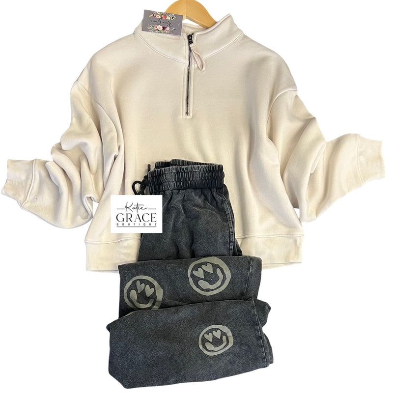 "Eliza" Half Zip Pullover - The Katie Grace Boutique