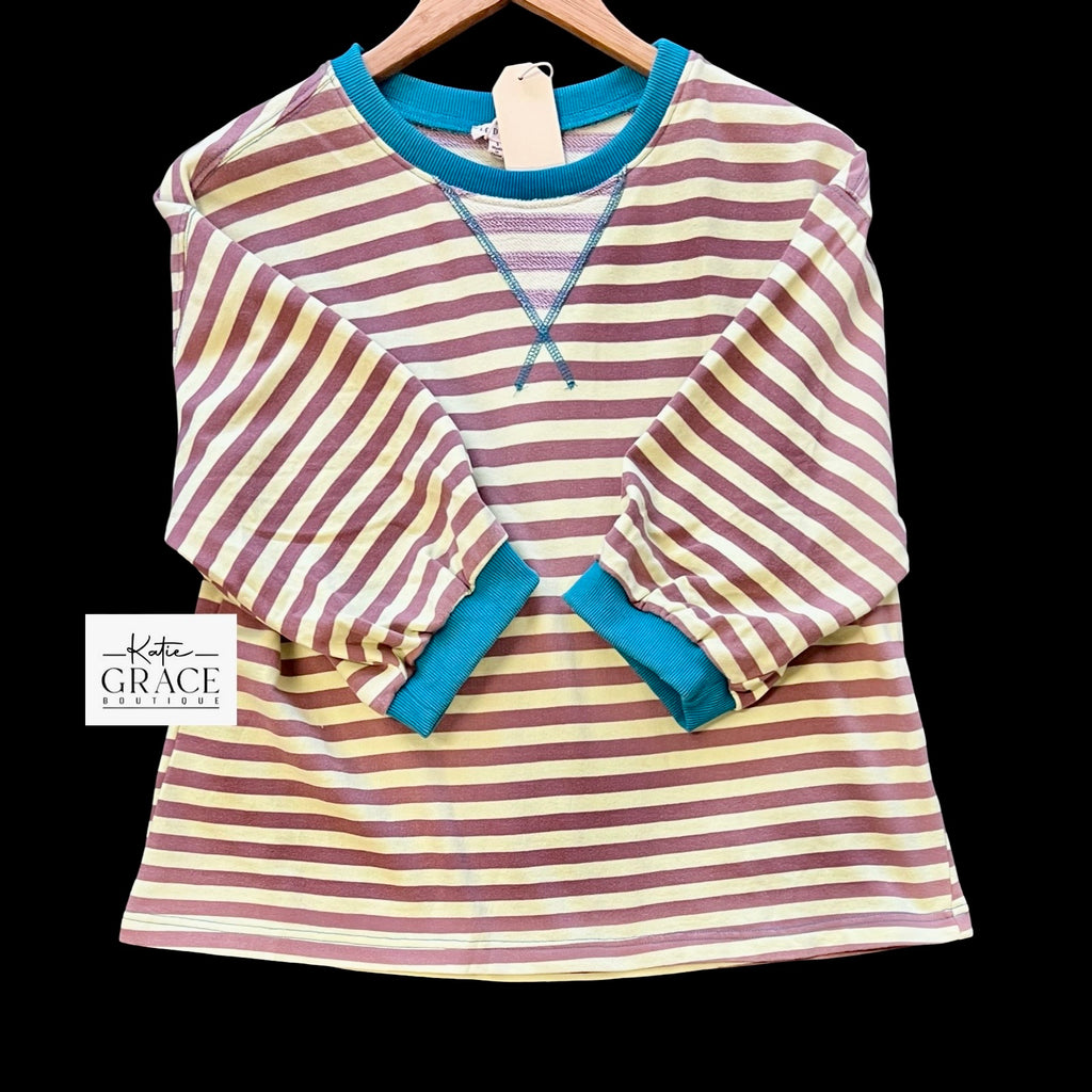 "Lucy" Striped Top - The Katie Grace Boutique