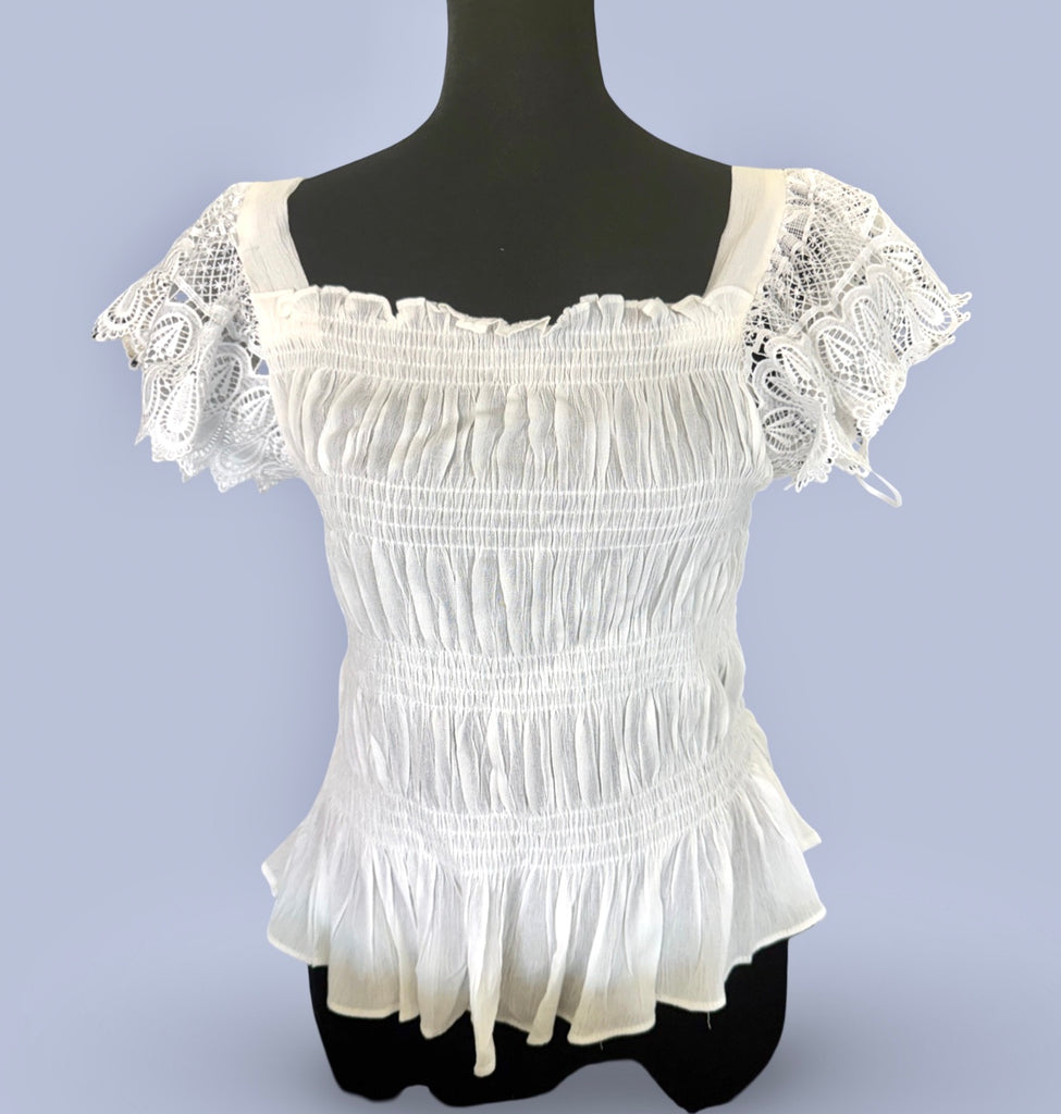 "Marcy" Smocked Square Neck Top - The Katie Grace Boutique