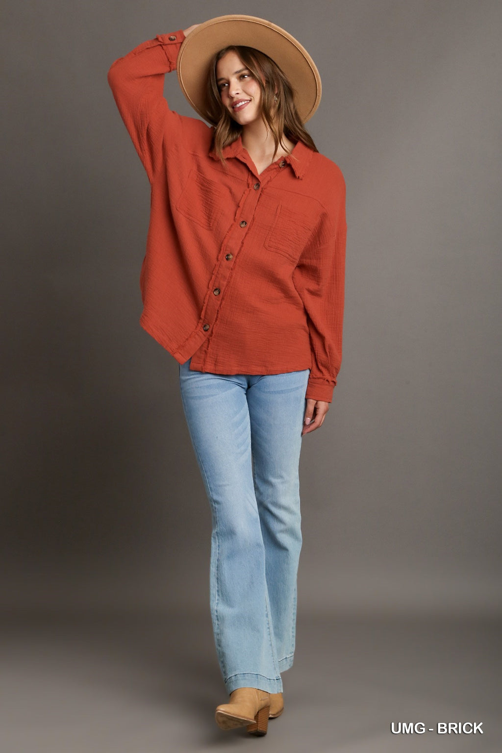 "Lana" Cotton Botton Blouse - The Katie Grace Boutique