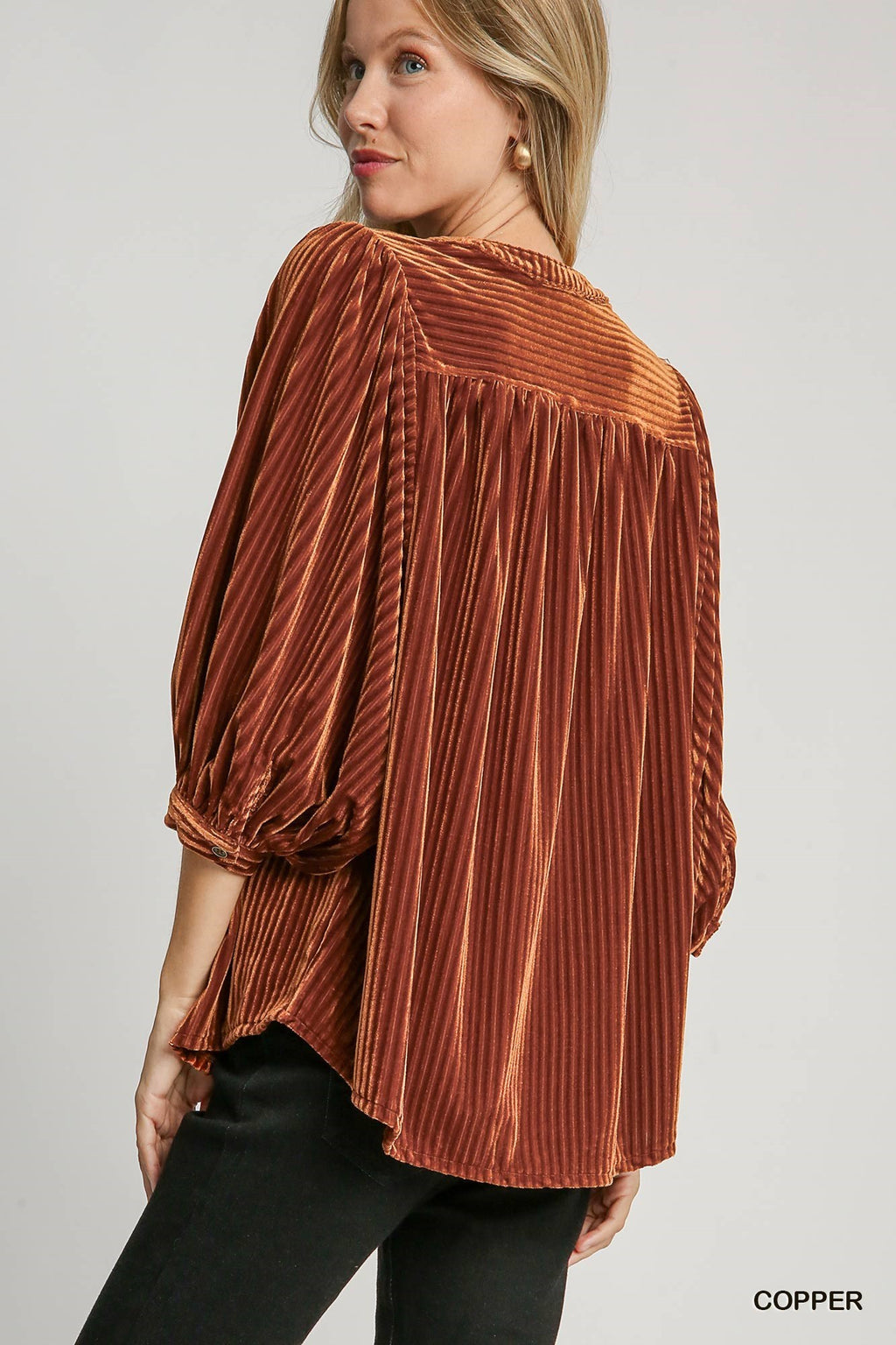 "Merideth" Velvet Blouse - The Katie Grace Boutique