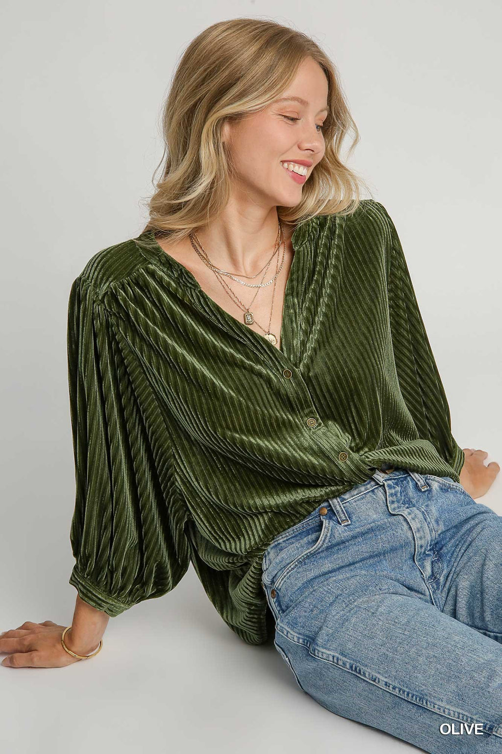 "Merideth" Velvet Blouse - The Katie Grace Boutique