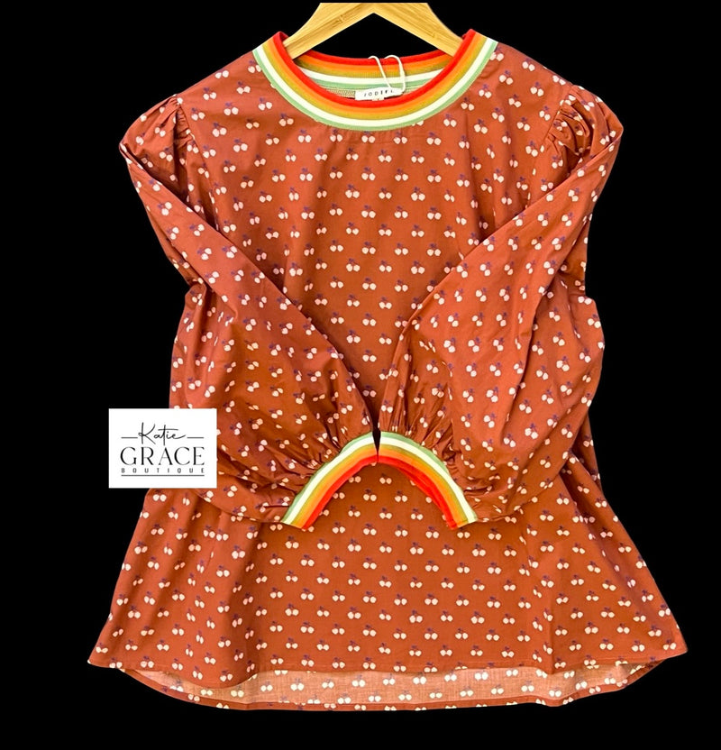 "Loreen" Striped Contrast Top - The Katie Grace Boutique