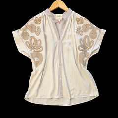 "Maddie" Linen Embroirded Top - The Katie Grace Boutique