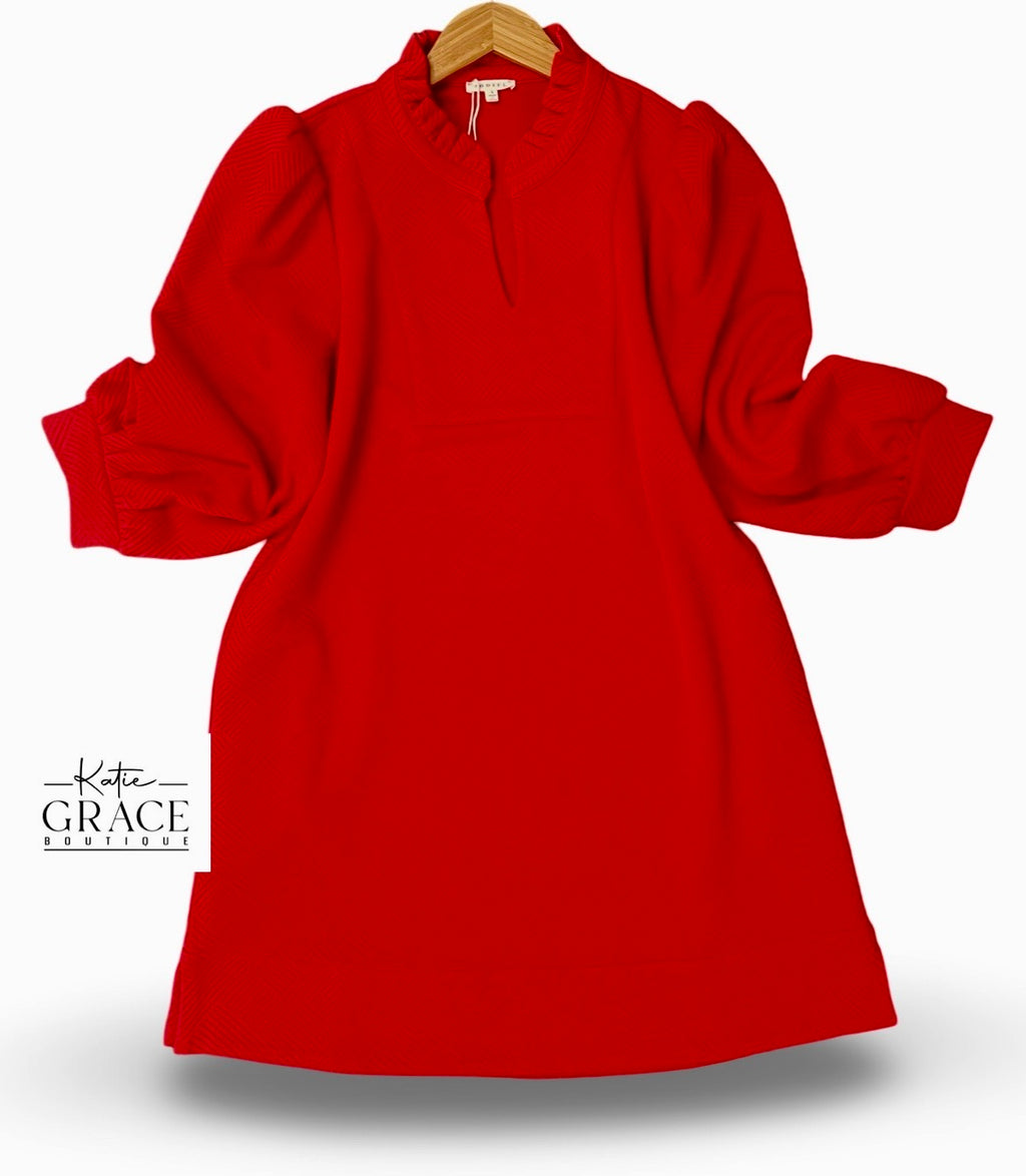 "Elise" Red Dress - The Katie Grace Boutique