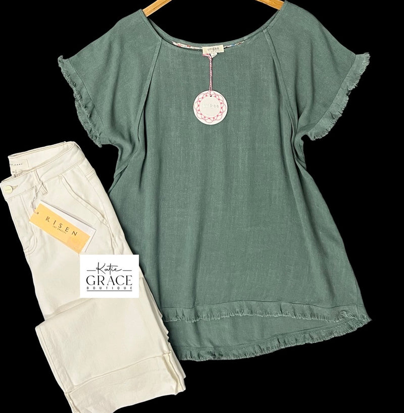 "Maisie" Linen Blend Top - The Katie Grace Boutique