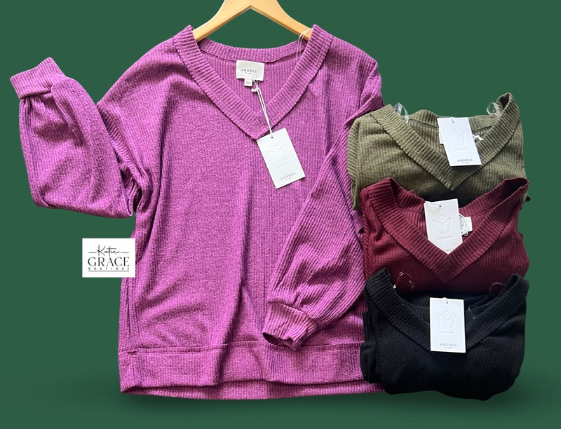 "Andrea" Soft Ribbed Pullover