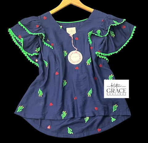 "Natalie" Embroidered Bluse - The Katie Grace Boutique