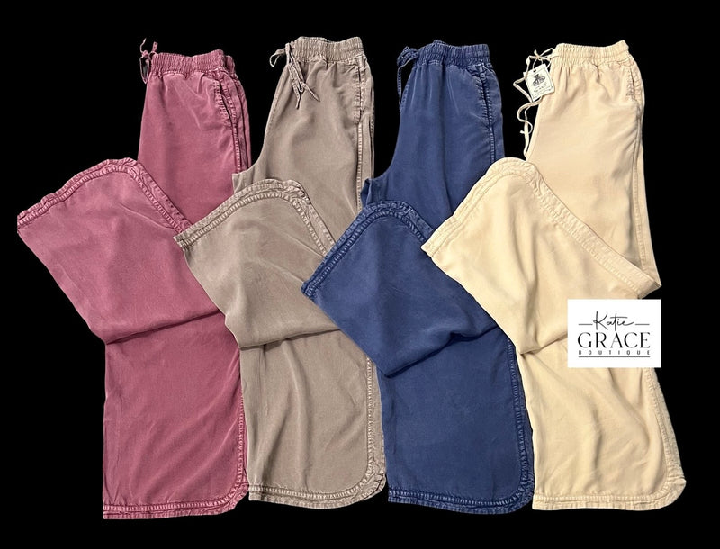 "Trista" Mineral Washed Tencel Pants - The Katie Grace Boutique