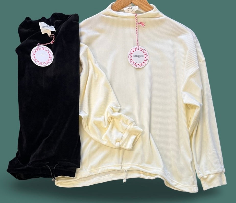 "Riley" Velour Ribbed Top with Drawstring, 2 colors - The Katie Grace Boutique