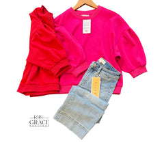 "Gina" Puff Sleeve Pullover, 2 colors - The Katie Grace Boutique