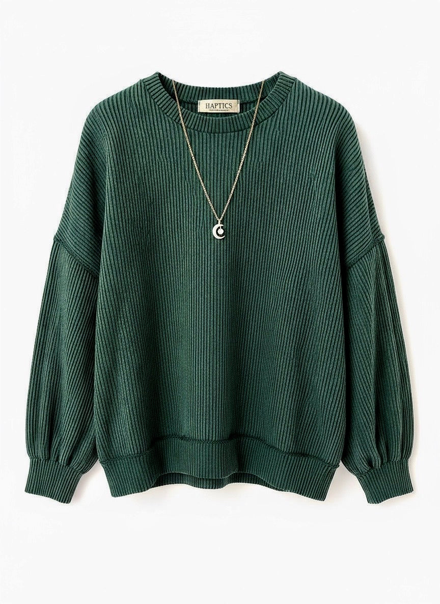 "Brooke" Curly Ribbed Pullover - The Katie Grace Boutique