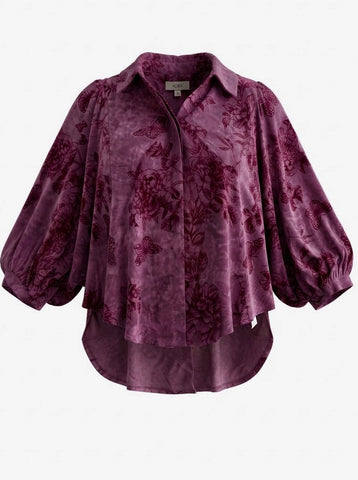 "Alaina" Flocked  Blouse