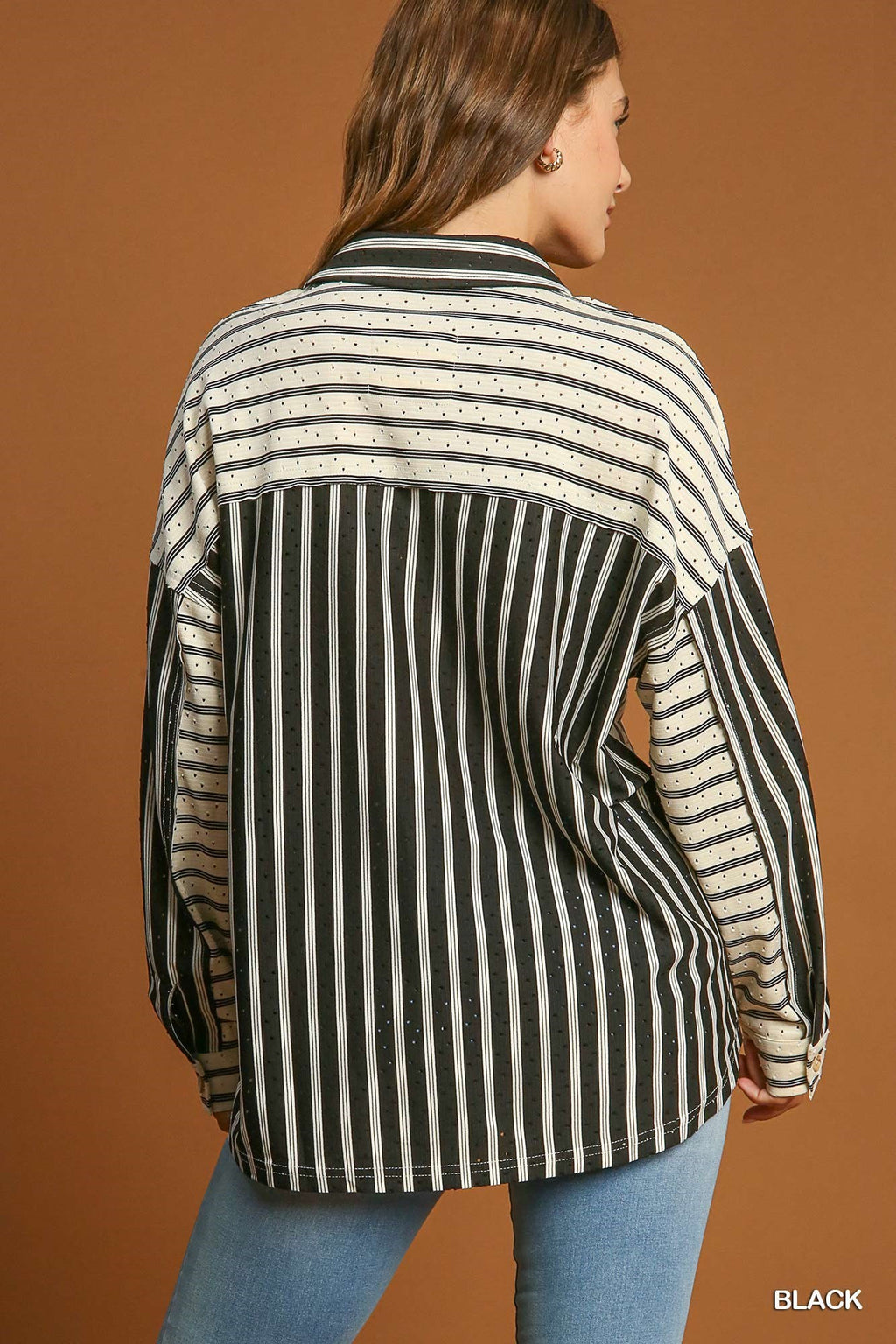 "Raven" Striped Blouse - The Katie Grace Boutique