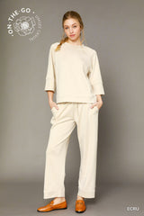 "Libby" Luxe Matching Separates, Ecru - The Katie Grace Boutique