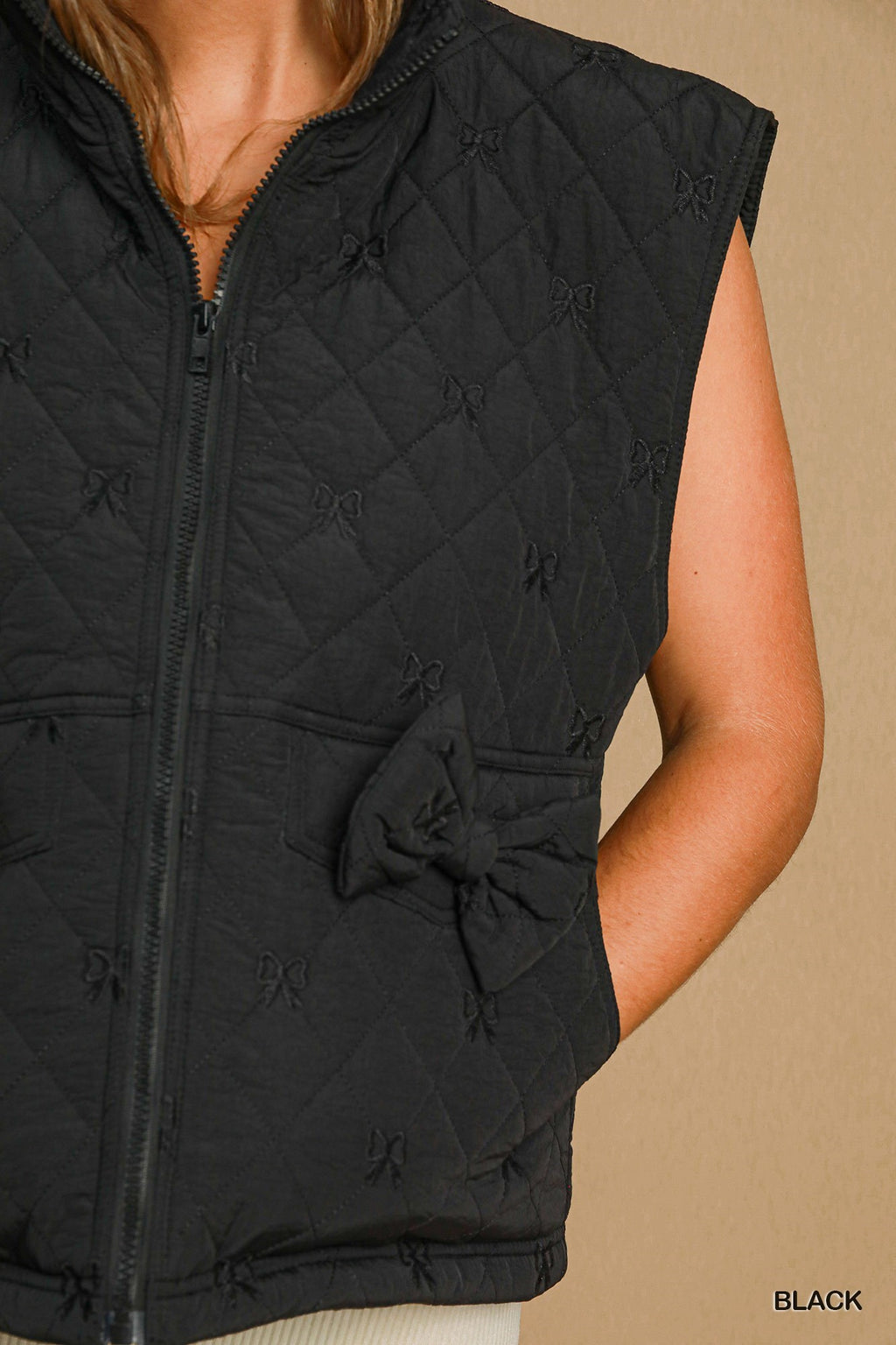 "Maxine" Quilted Vest with Embroidered Bows - The Katie Grace Boutique