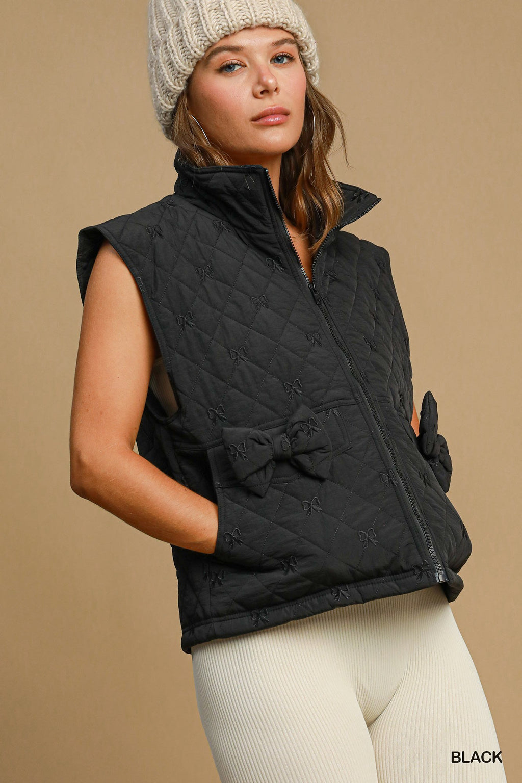 "Maxine" Quilted Vest with Embroidered Bows - The Katie Grace Boutique