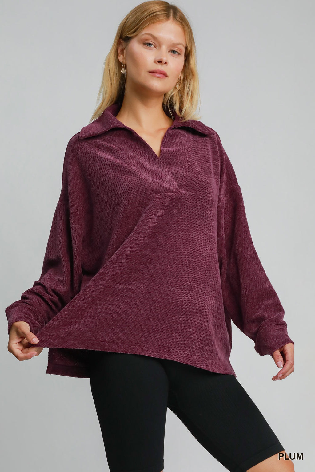 "Charlie" Chenille Collared Top, 3 colors