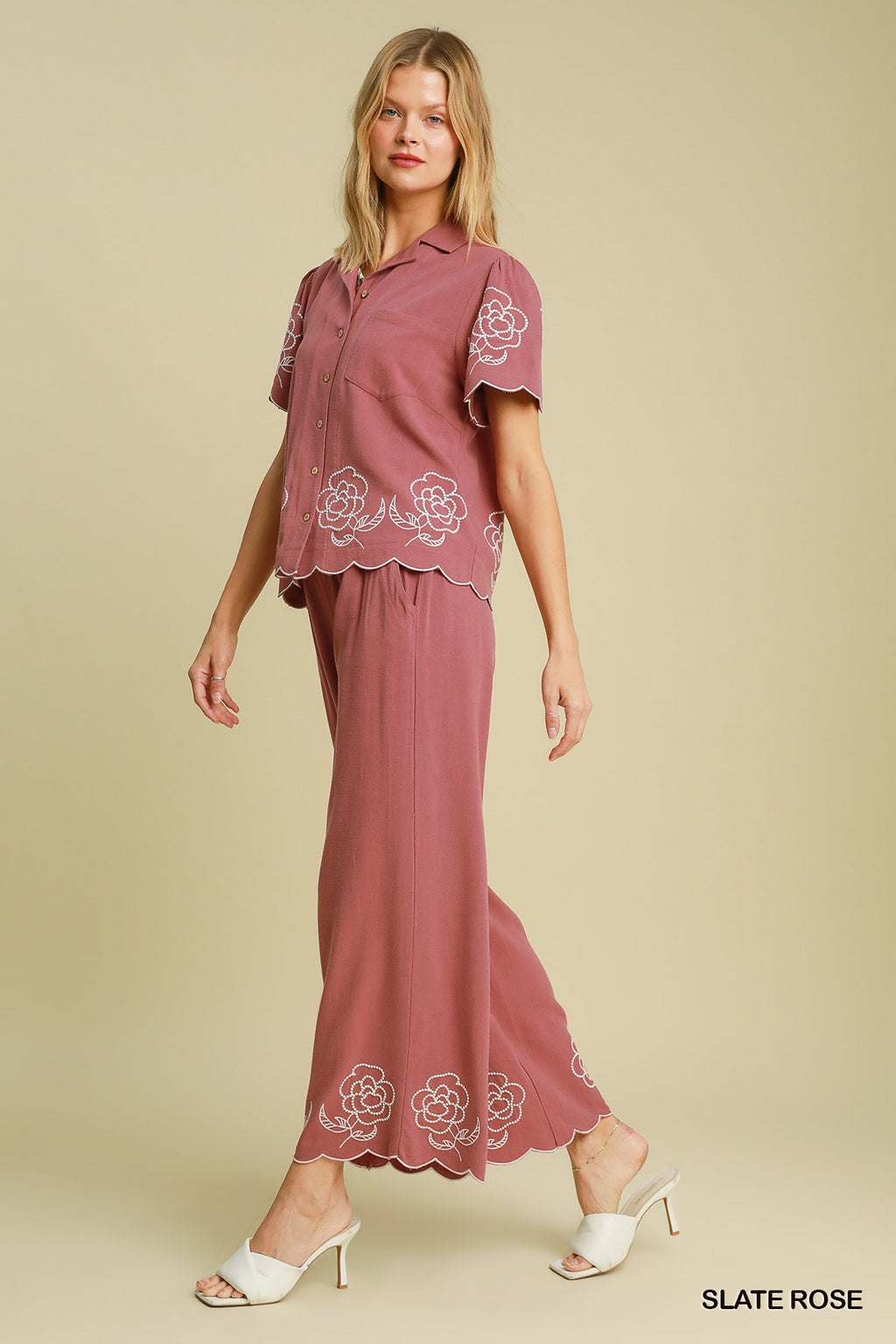 "Amanda" Embroidered Separates, Rose