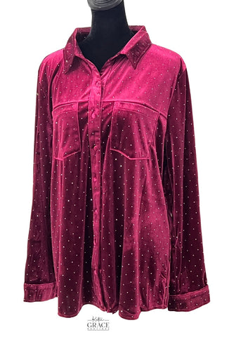 "Kayla" Velvet Top, Plus - The Katie Grace Boutique