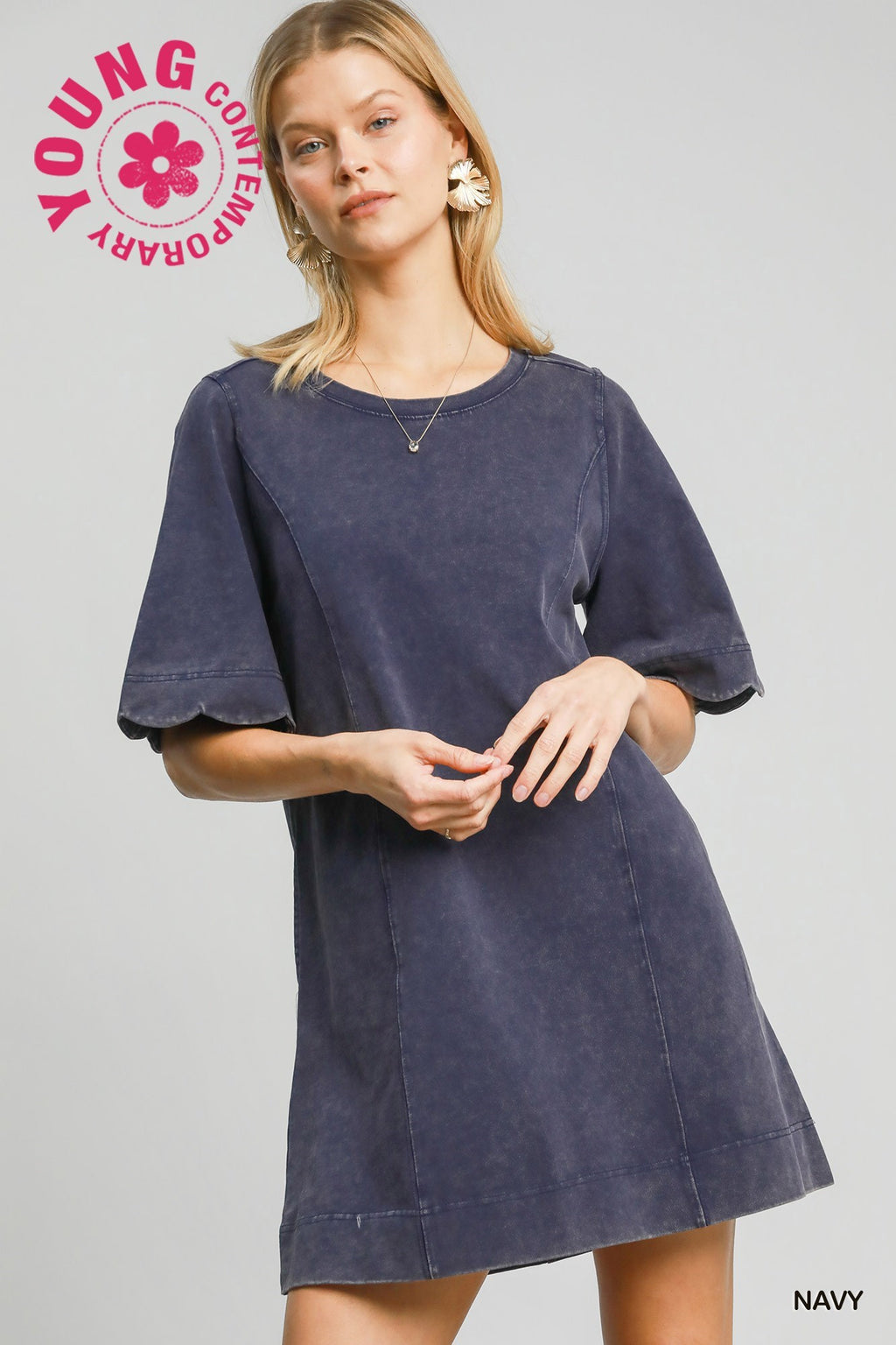 "Tamara" Scalloped Sleeve Casual Dress - The Katie Grace Boutique