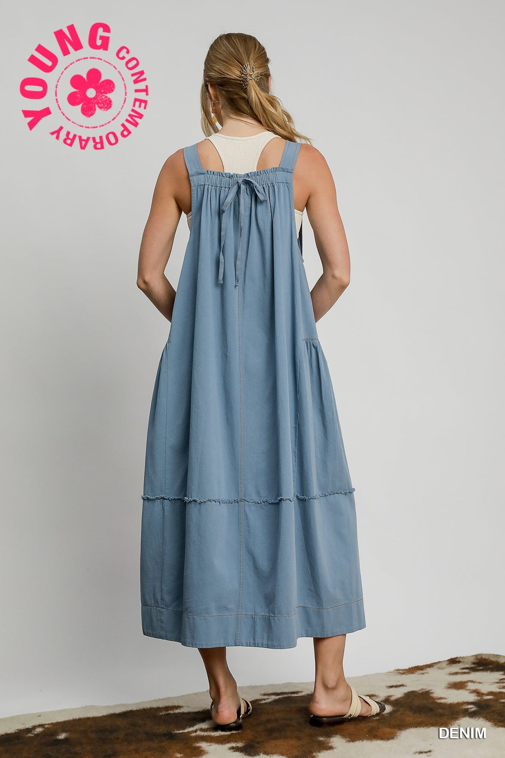 "Laken" Overall Barrel Midi Dress, 3 colors