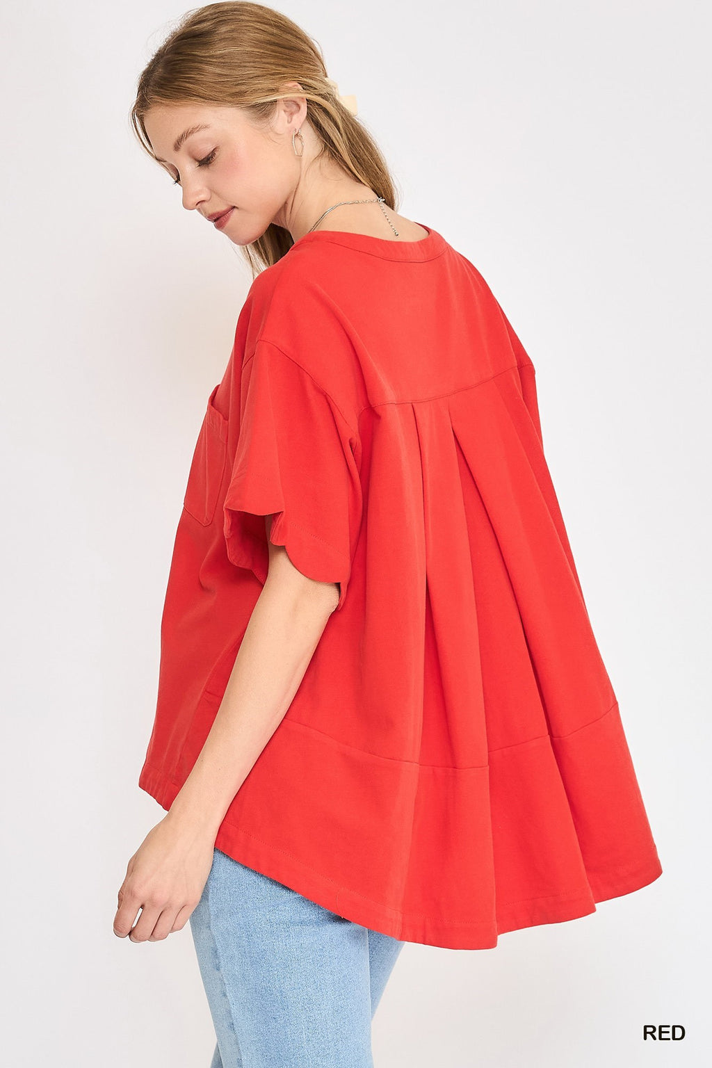 "Rosa" Scalloped Top with Pleats in Back, 2 colors - The Katie Grace Boutique