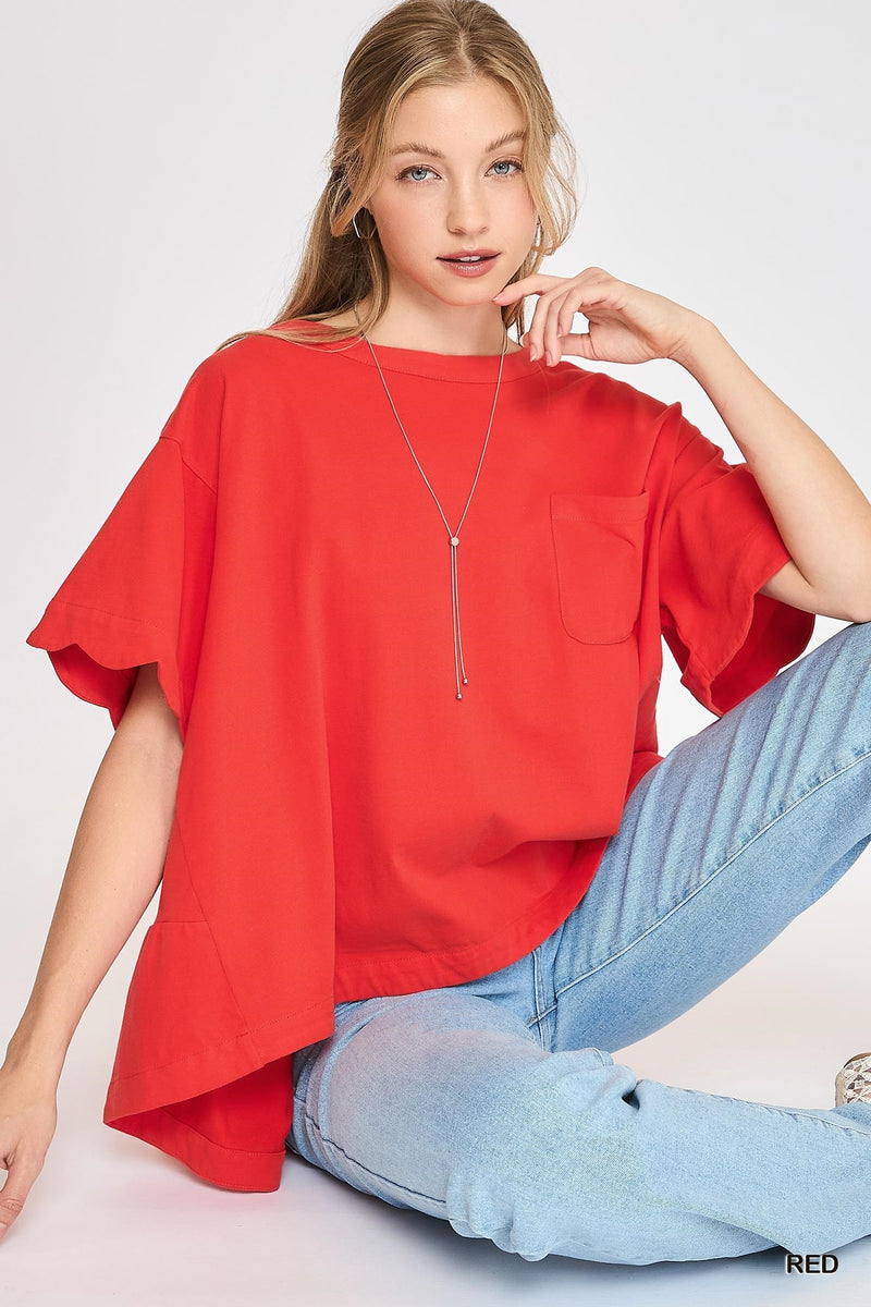 "Rosa" Scalloped Top with Pleats in Back, 2 colors - The Katie Grace Boutique